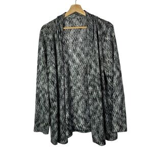 Kasper Black & White Chevron Knit Cardigan Sweater M